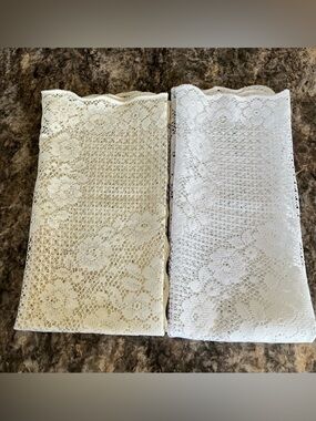 Set of Vintage Small Table Cloths/Runners - Ivory and White